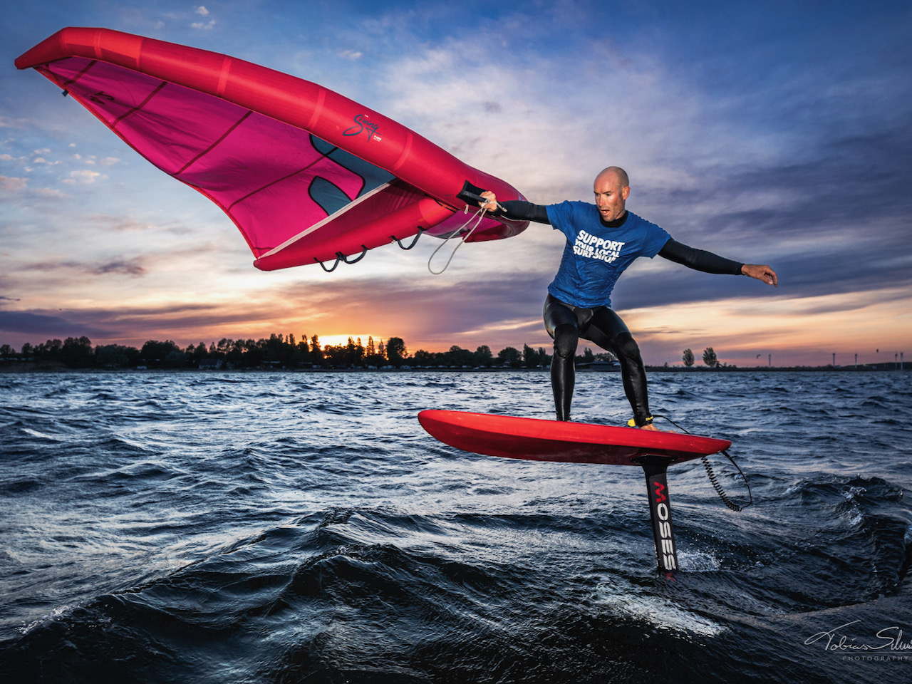 Wingsurfen mit Malte Sundbrücke vor Wulfen Blitzlicht