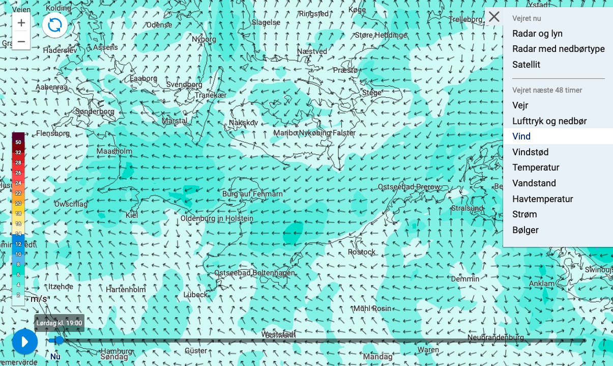 DMI - Wetter Wind zum Wingfoilen