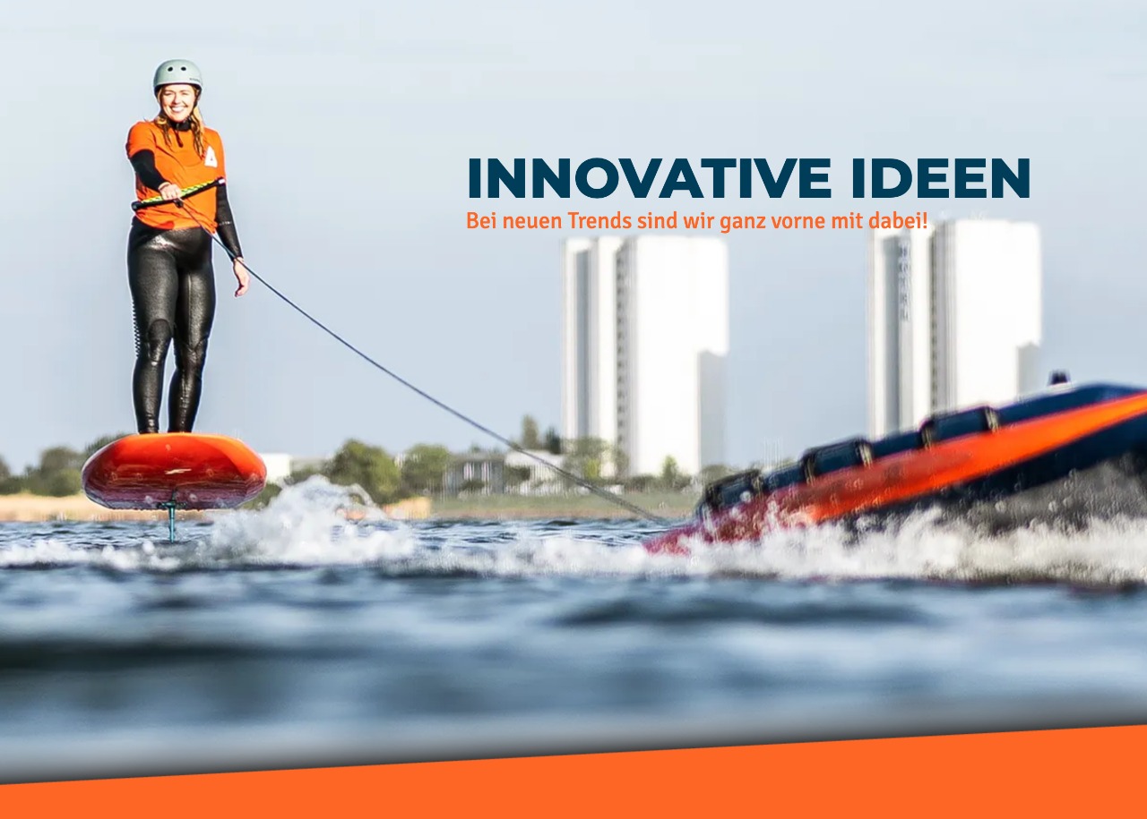 Wingfoil Girl lässt sich vom Seilzug ziehen